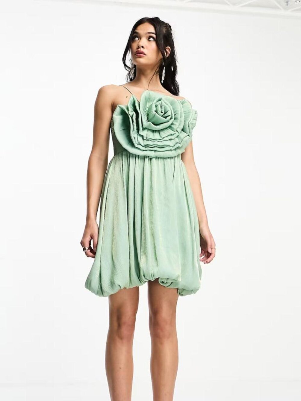 Sister Jane corsage metallic mini dress in green